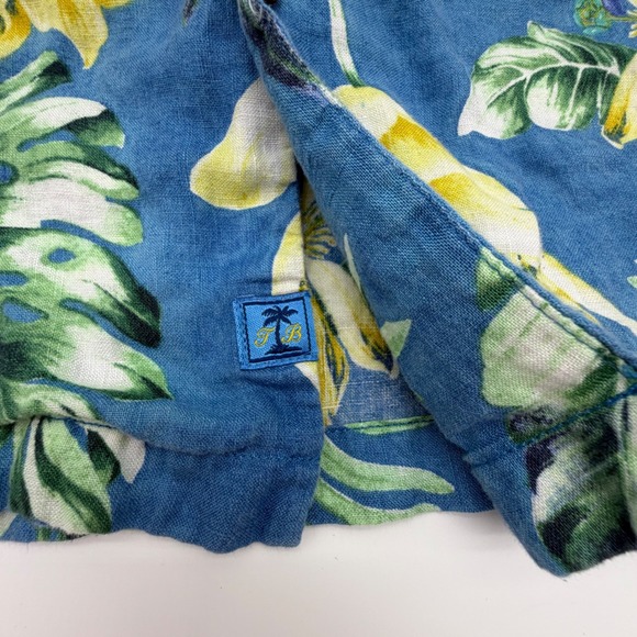 Tommy Bahama Mens Large Blue Linen Parrot Floral Tropical Camp Shirt Hawaiian - Picture 5 of 9
